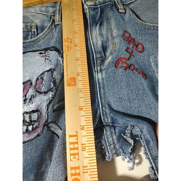 Denim Chaps Style Kendall Custom Cut Biker Jeans Distressed Custom VTG Hippie 27 - Picture 9 of 12